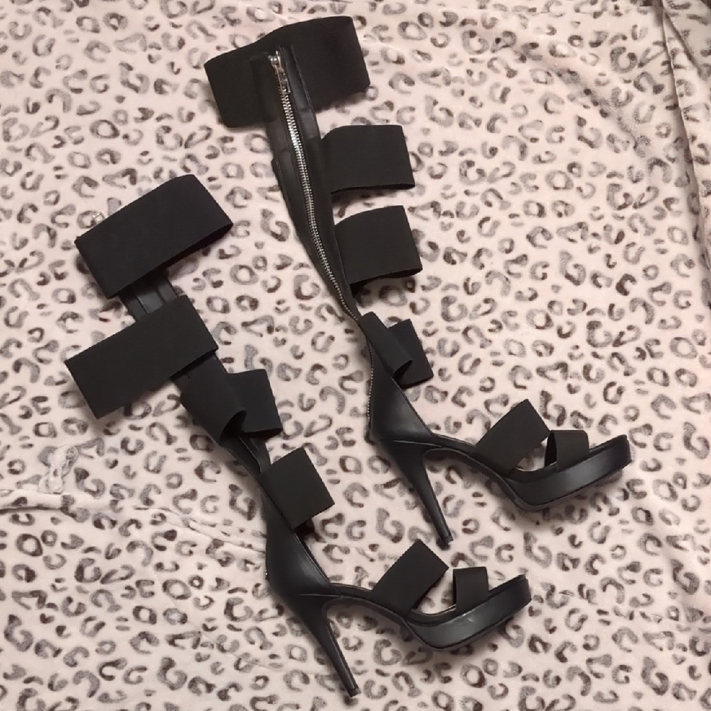 Current Mood Black Strappy Heels